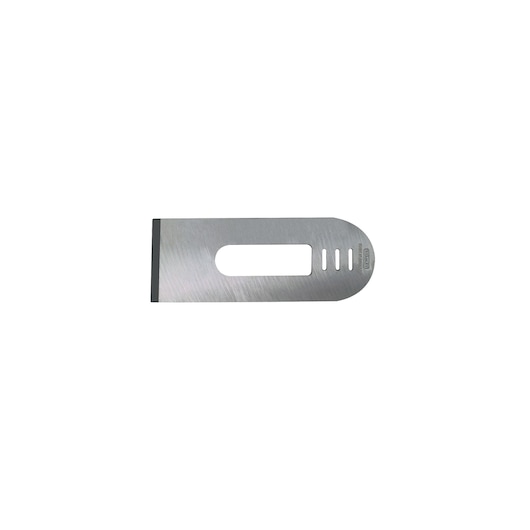 STANLEY 0-12-508 plane iron blade in silver, product photography on white background.