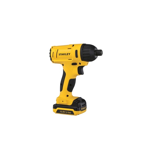 STANLEY SCI12S2 cordless impact driver, yellow and black, front-left angle on white background.