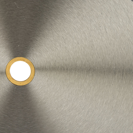 STANLEY STA47902L close-up photo of a circular saw blade with brushed metal finish.