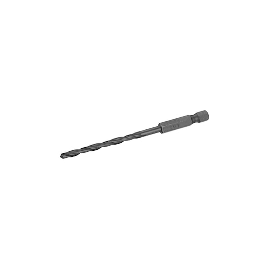 STANLEY STA50023 black hex shank drill bit, straight angle, isolated on white background.