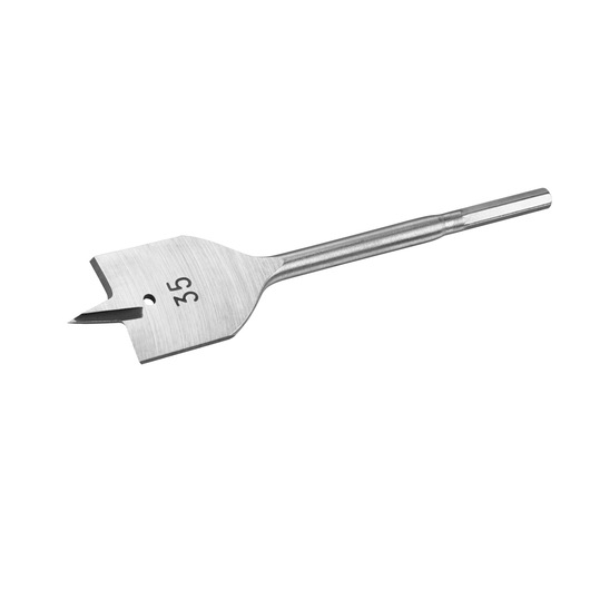 STANLEY STA52075 flat wood drill bit, silver finish, top angle photo.