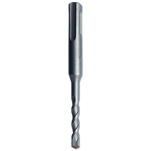 STANLEY STA54012-QZ masonry drill bit, metallic grey, front angle, photography of tool.