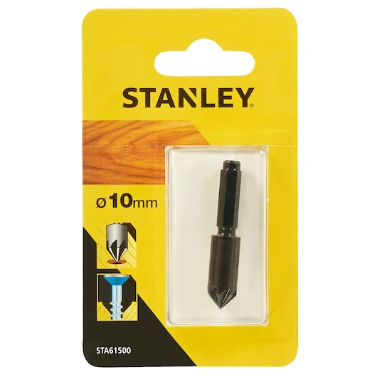 STANLEY STA61500 countersink drill bit, 10mm, in retail packaging, front angle.