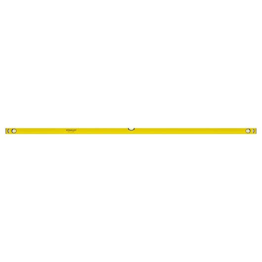 Stanley STHT1-43109 spirit level, yellow, side view on white background.