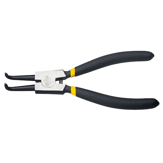 STANLEY STHT84272-8 snap ring pliers with black handles and angled tips, product side view on white background.