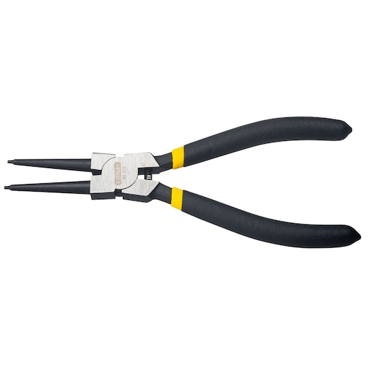 STANLEY STHT84273-8 round nose pliers with black and yellow handles, product photo on white background.
