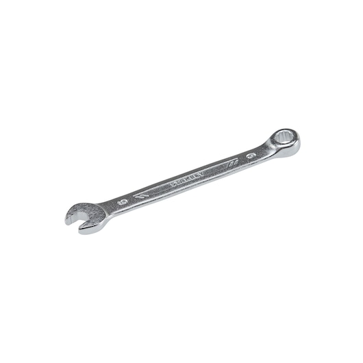 STANLEY STMT72803 chrome combination wrench, front angle on white background.