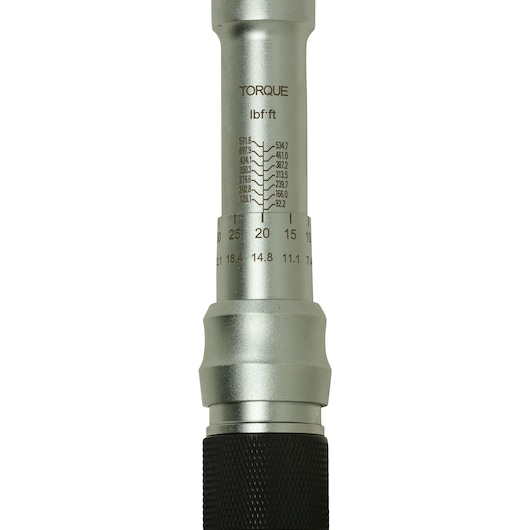 STANLEY STMT73592-8 torque wrench close-up showing scale markings and adjustment handle, white background.