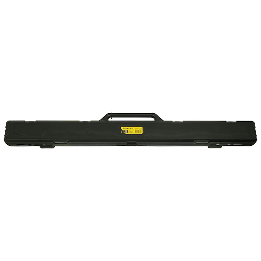STANLEY STMT73592-8 black hard plastic tool case with handle, front view on white background.