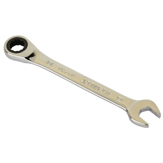 Photo of STANLEY STMT89938-8B combination ratcheting wrench on white background.